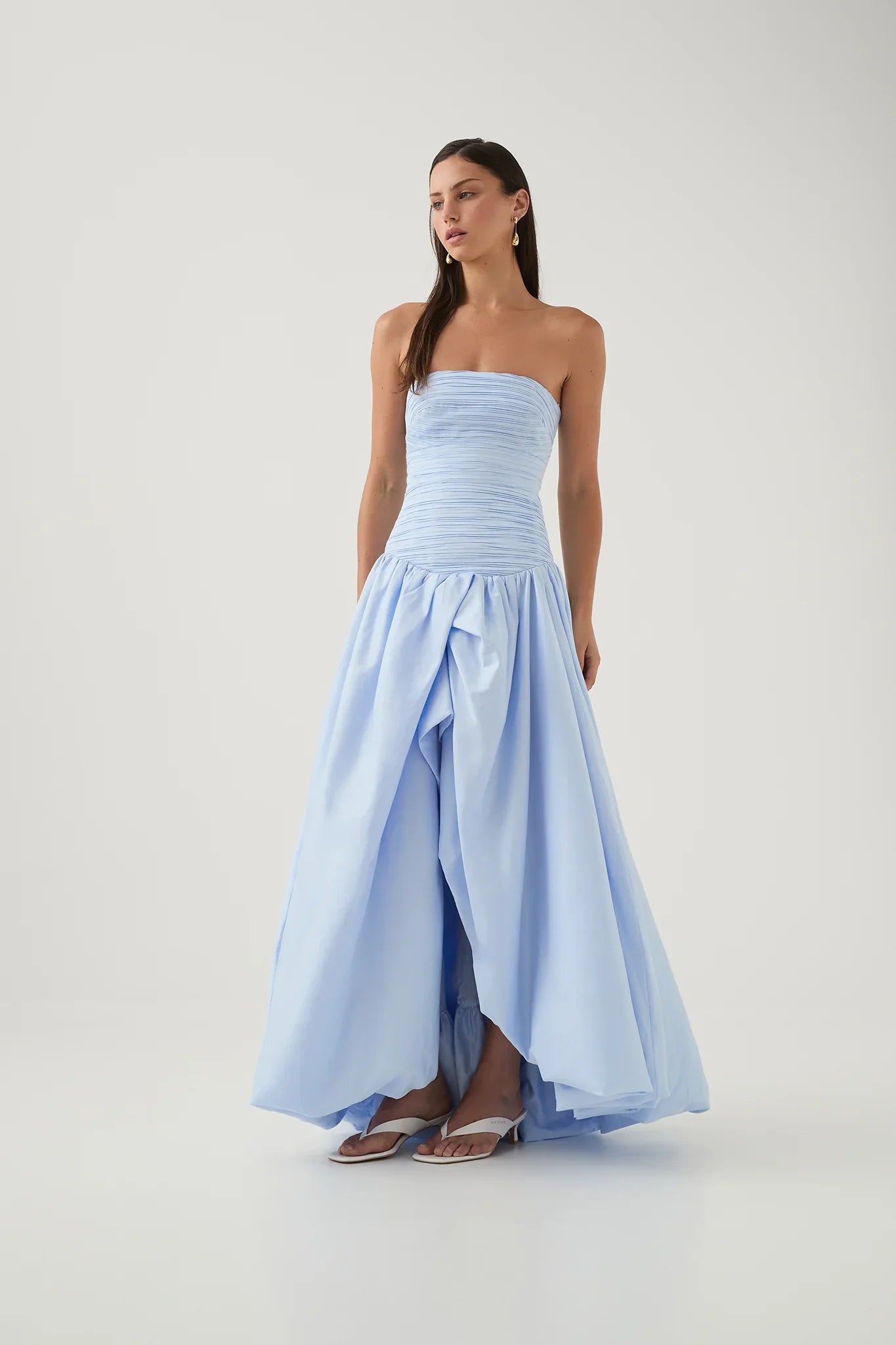 AJE Violette Bubble Hem Dress - Pearl Blue