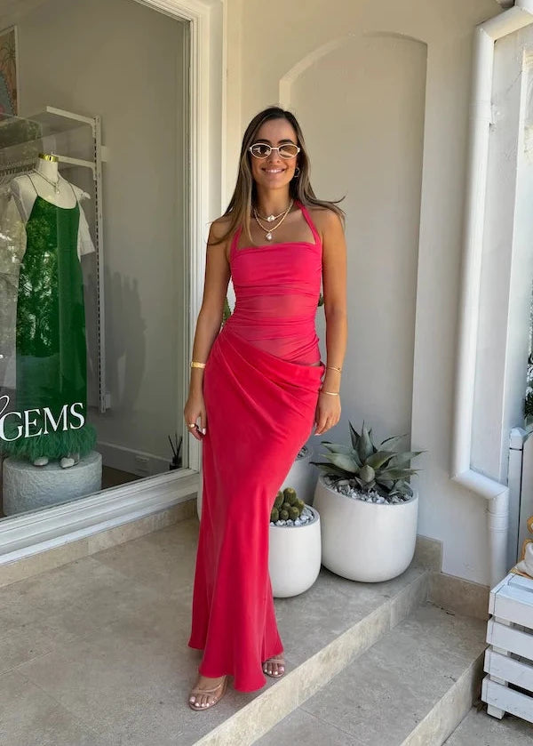 Benni Gina Halter Dress - Watermelon