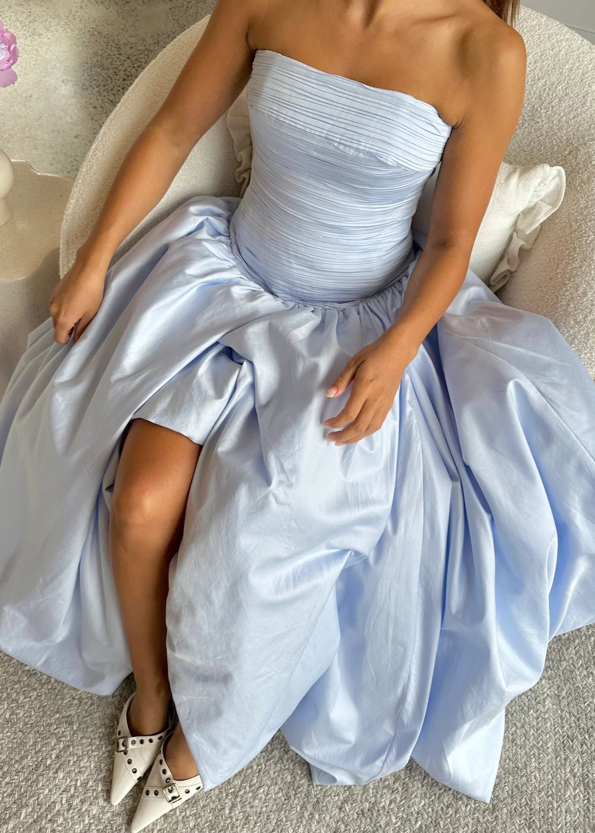 AJE Violette Bubble Hem Dress - Pearl Blue (Size 6) CM Hire AJE Violette Bubble Hem Dress - Pearl Blue (Size 6) CM Hire