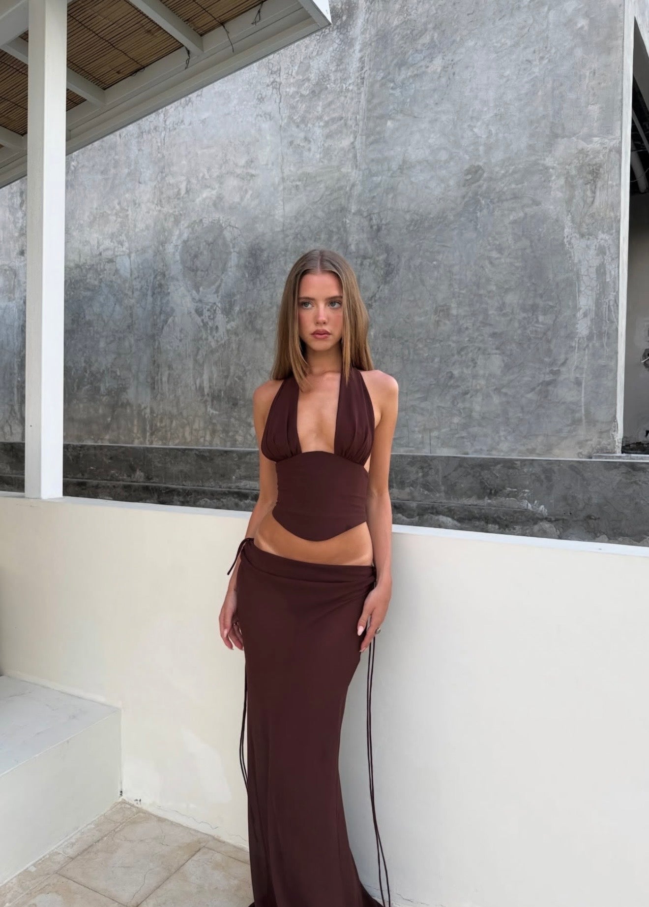 Natalie Rolt Bronte Top & Allira Skirt - Espresso (Size 0)