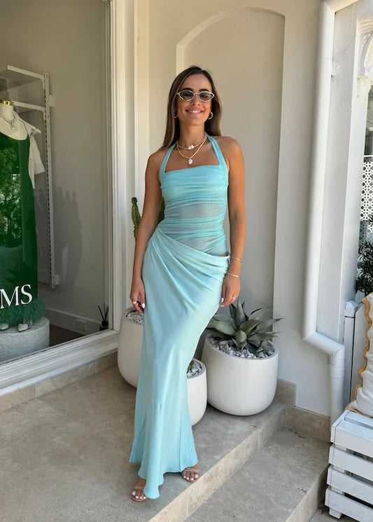 Benni Gina Halter Dress - Aquamarine