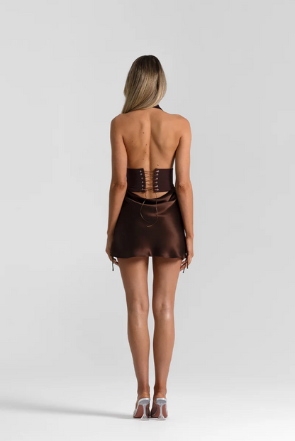 (Coming Soon) Natalie Rolt Bronte Top & Evelyn Mini Skirt - Espresso (Size 0)