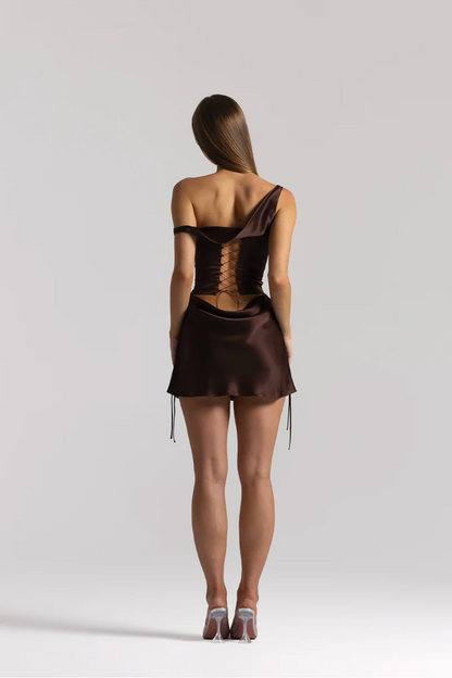 (Coming Soon) Natalie Rolt Posy Top & Evelyn Mini Skirt - Espresso (Size 0)
